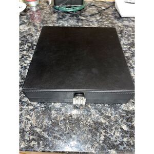 Glenor Co JEWELRY BOX Classic 50 Slot Earring Ring Organizer Mirror 8.5x8.5x3.5”